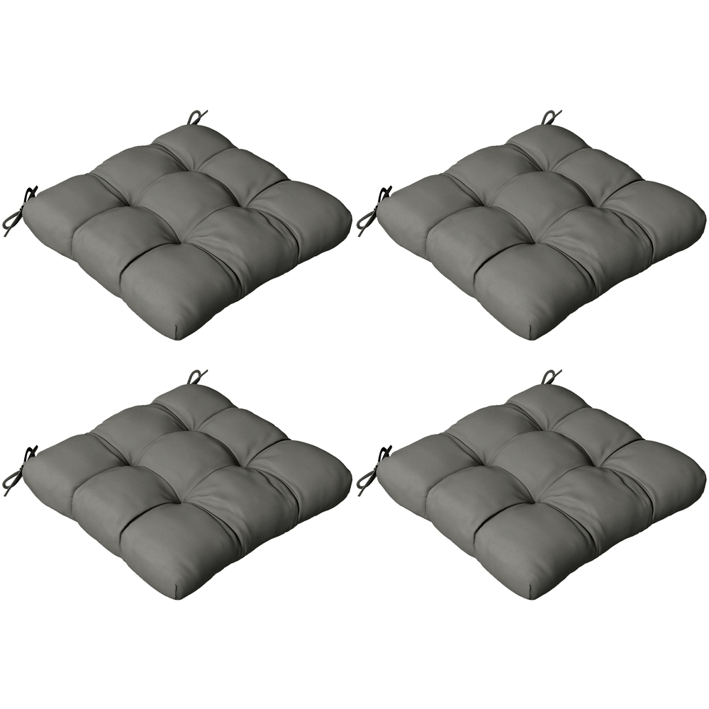 Outsunny Charcoal Grey Seat Replacement Cushion 48 x 48cm 4 Pack Image 1