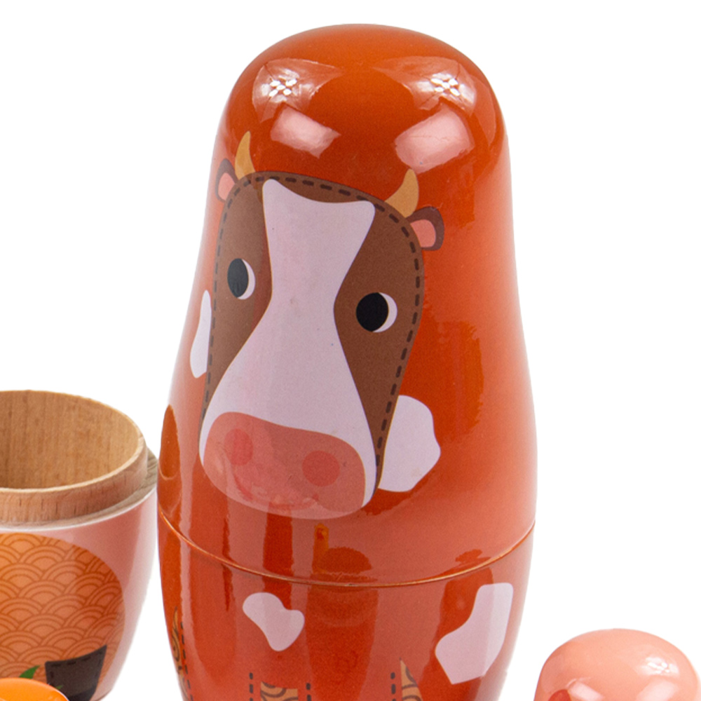 Tidlo Wooden Farm Animal Russian Dolls Set Image 4