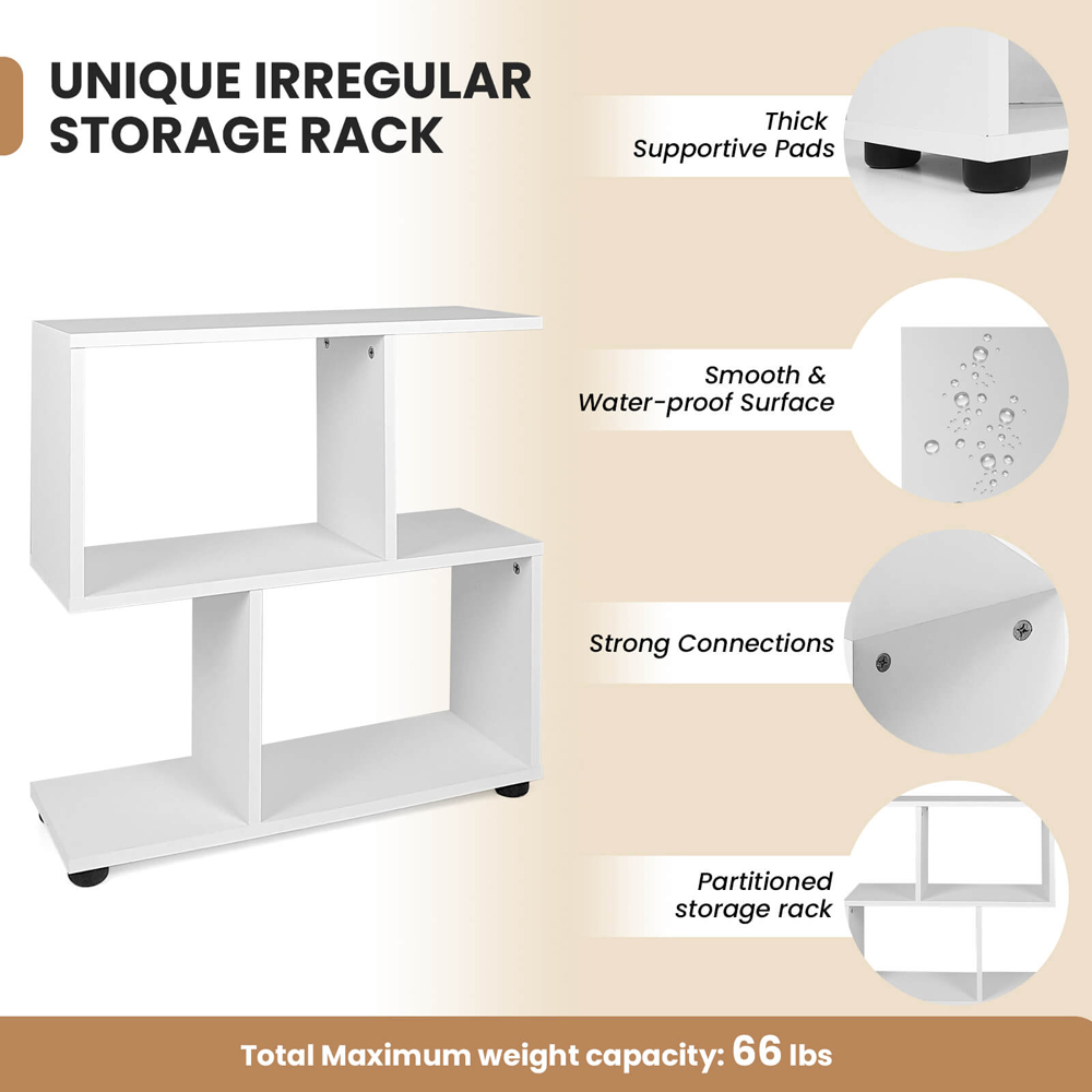 Costway 4 Shelf White Bookcase Image 5