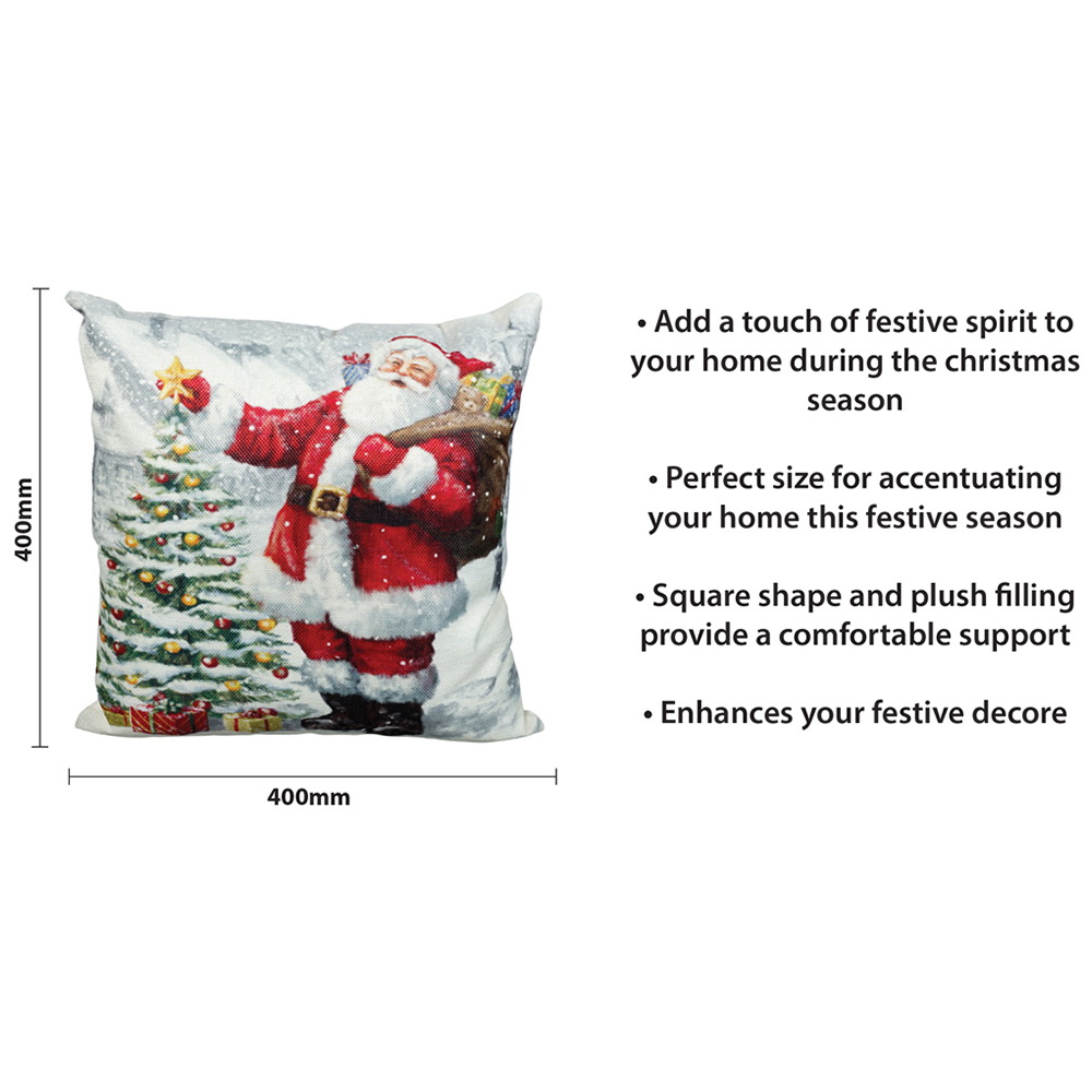 Xmas Haus Christmas-Themed Santa with Christmas Tree Design Cushion 40 x 40cm Image 3