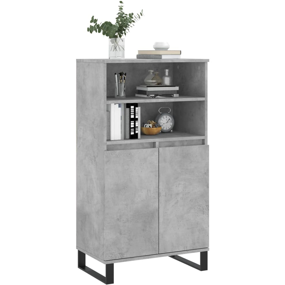 vidaXL 2 Door 2 Shelf Concrete Grey Highboard Image 3