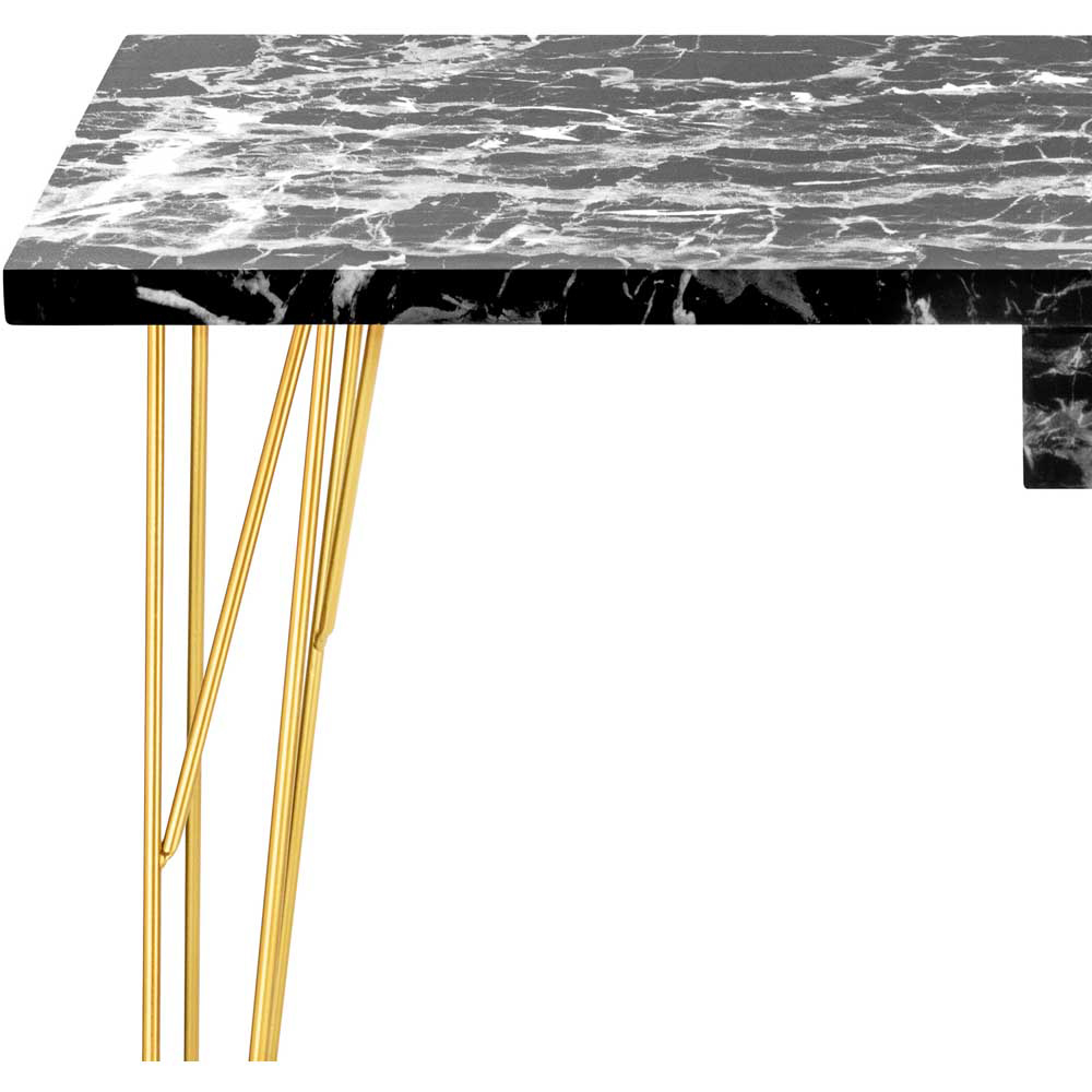 Fusion Faux Marble Top Desk Black and Gold Image 6