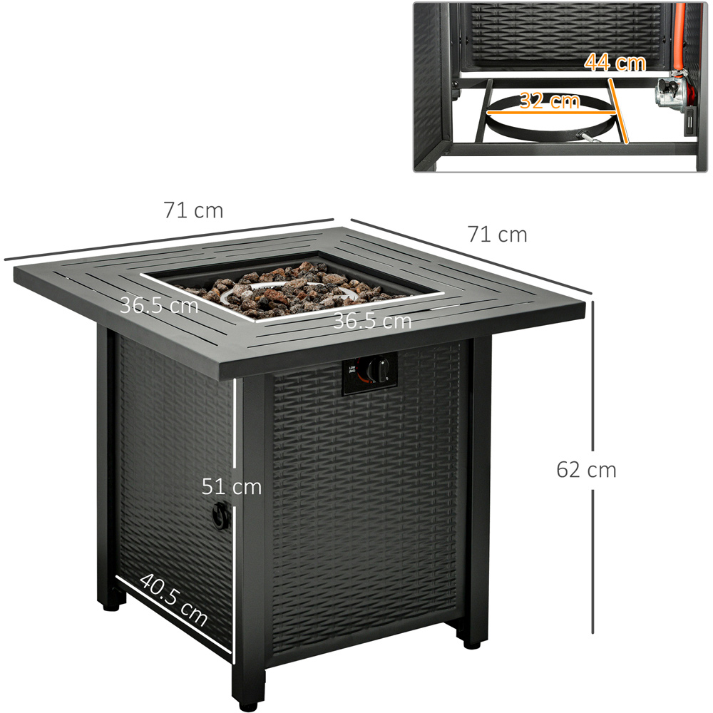 Outsunny Black 40000 BTU Fire Pit Table with Protective Cover Image 7
