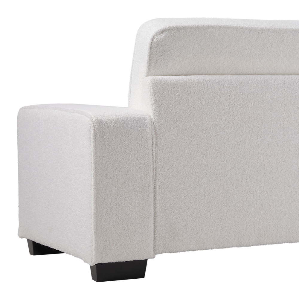H&O Direct 2 Seater White Teddy Fabric Loveseat Sofa Image 3
