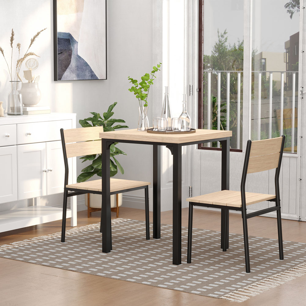 Portland 2 Seater Wooden Dining Set Black and Natural Image 4