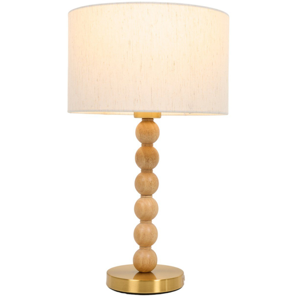 Ellis Wood Effect Table Lamp Natural Image 1