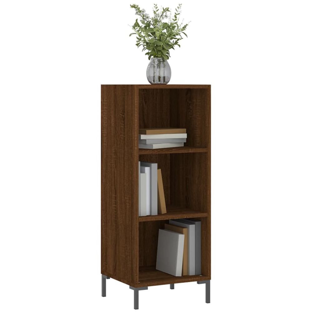 vidaXL 3 Open Shelf Brown Oak Sideboard with Metal Legs Image 3