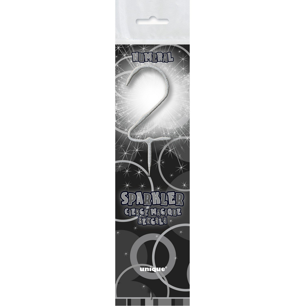 Number Two Birthday Sparkler - Silver Image 1