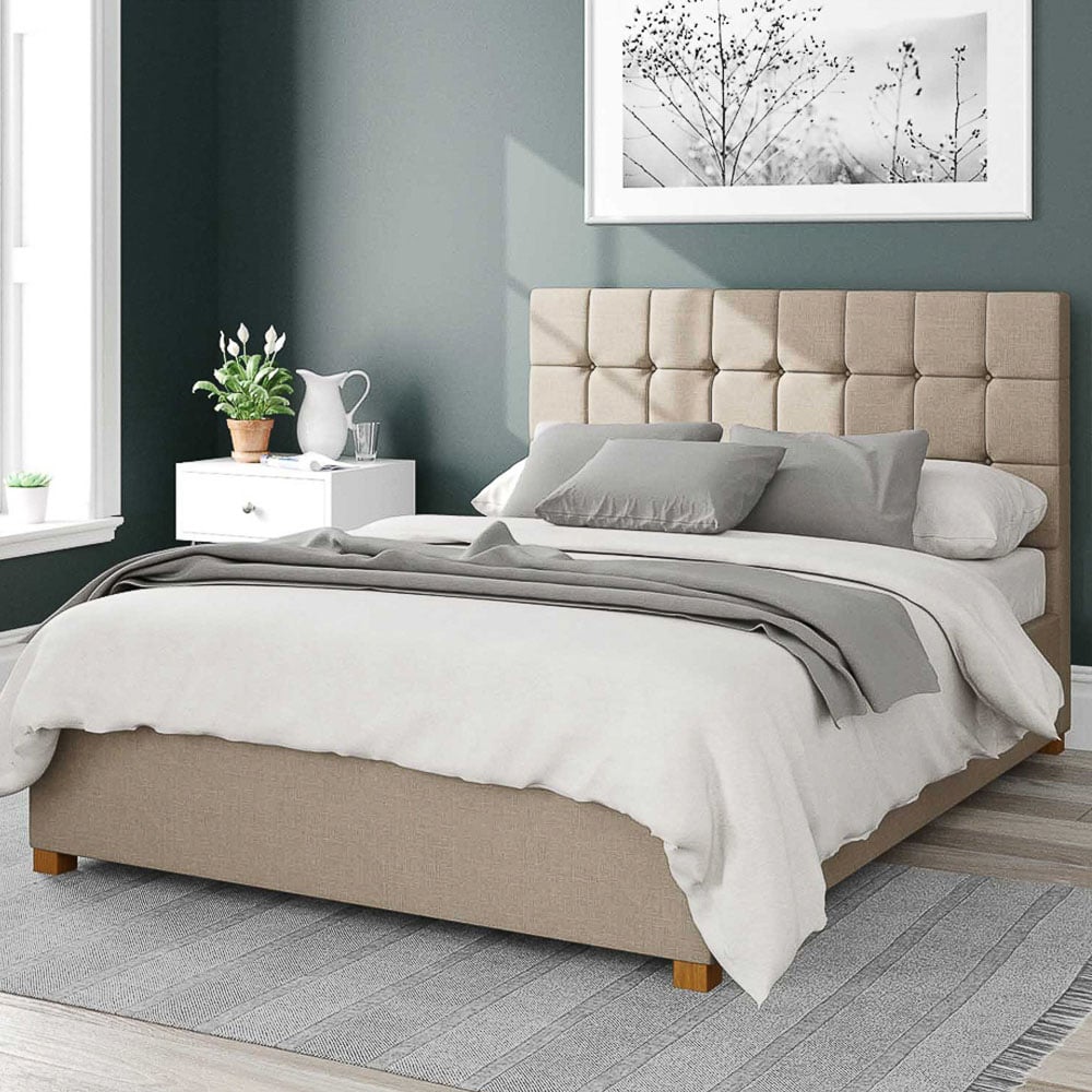 Aspire Sinatra Small Double Natural Eire Linen Ottoman Bed Image 1