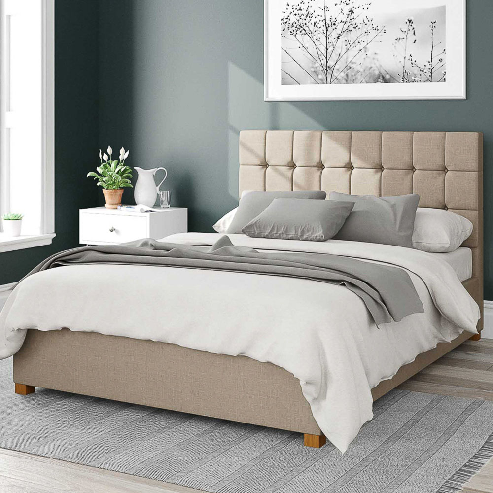 Aspire Sinatra King Size Natural Eire Linen Ottoman Bed Image 1