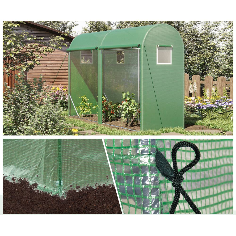 Outsunny Green Plastic 10 x 3.2ft Double Door Greenhouse Image 5
