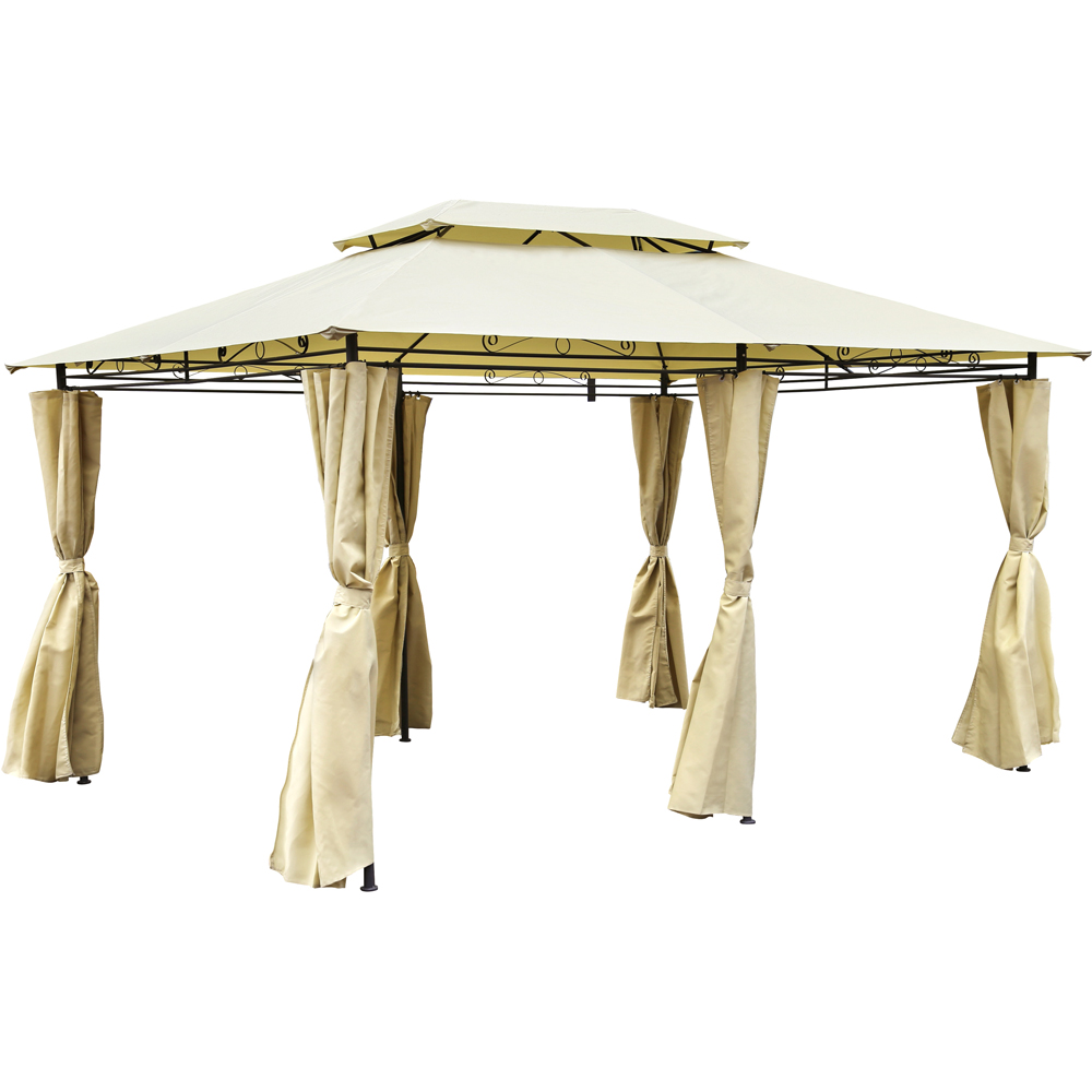 Charles Bentley Steel Art Gazebo and Curtain Beige 4 x 3m Image 2