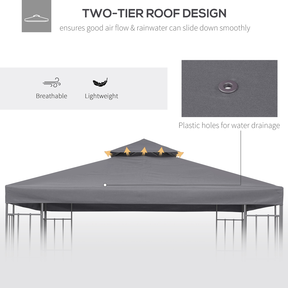 Outsunny 3 x 3m Deep Grey Replacement Gazebo Canopy Image 5