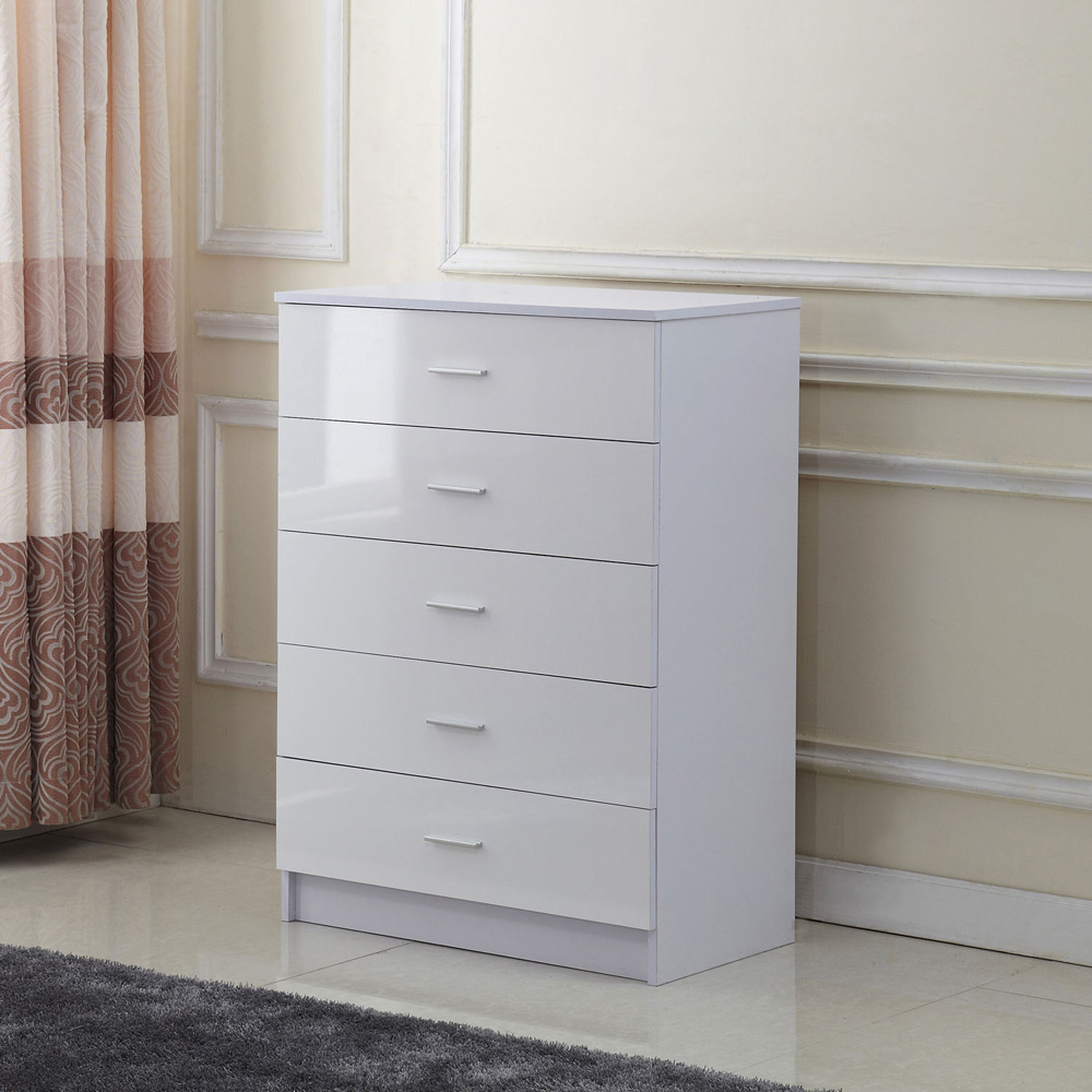 Portland White High Gloss 3 Piece Bedroom Furniture Set | Wilko