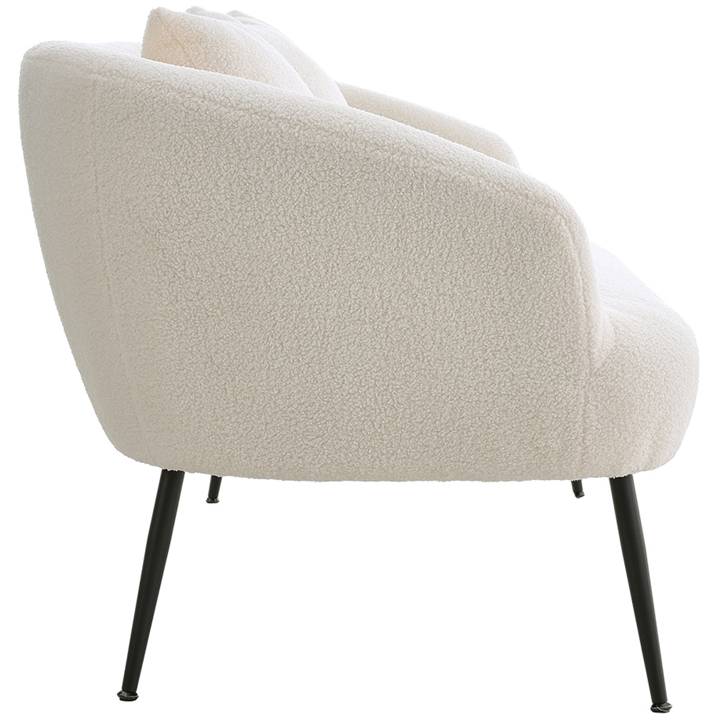 Living and Home White Teddy Fabric Loveseat with Cushions Image 3
