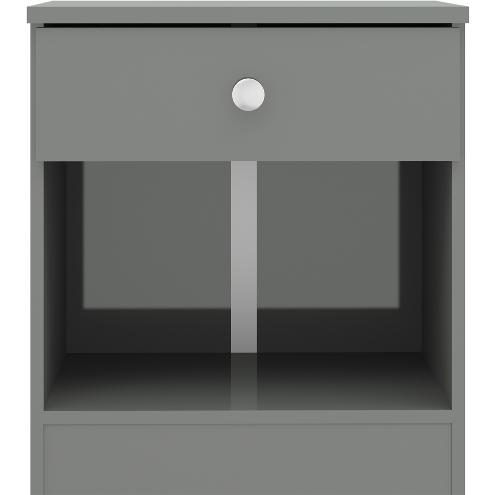 Seconique Denver Single Drawer Grey Gloss Bedside Table Image 3