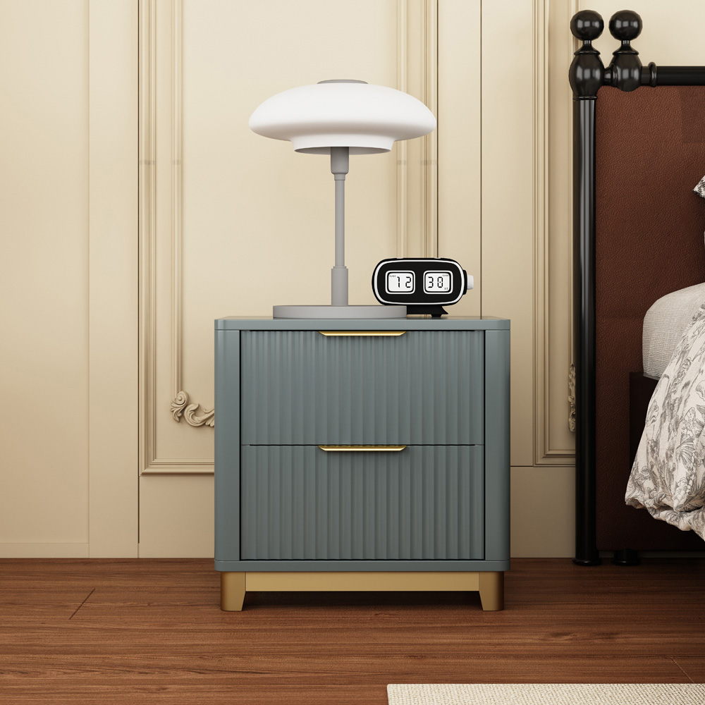 Molino 2 Drawer Grey Bedside Table Image 6
