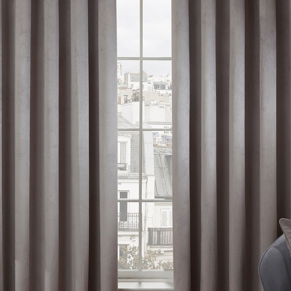 Divante Vermont Silver Velvet Blackout Curtains 168 x 137cm Image 4