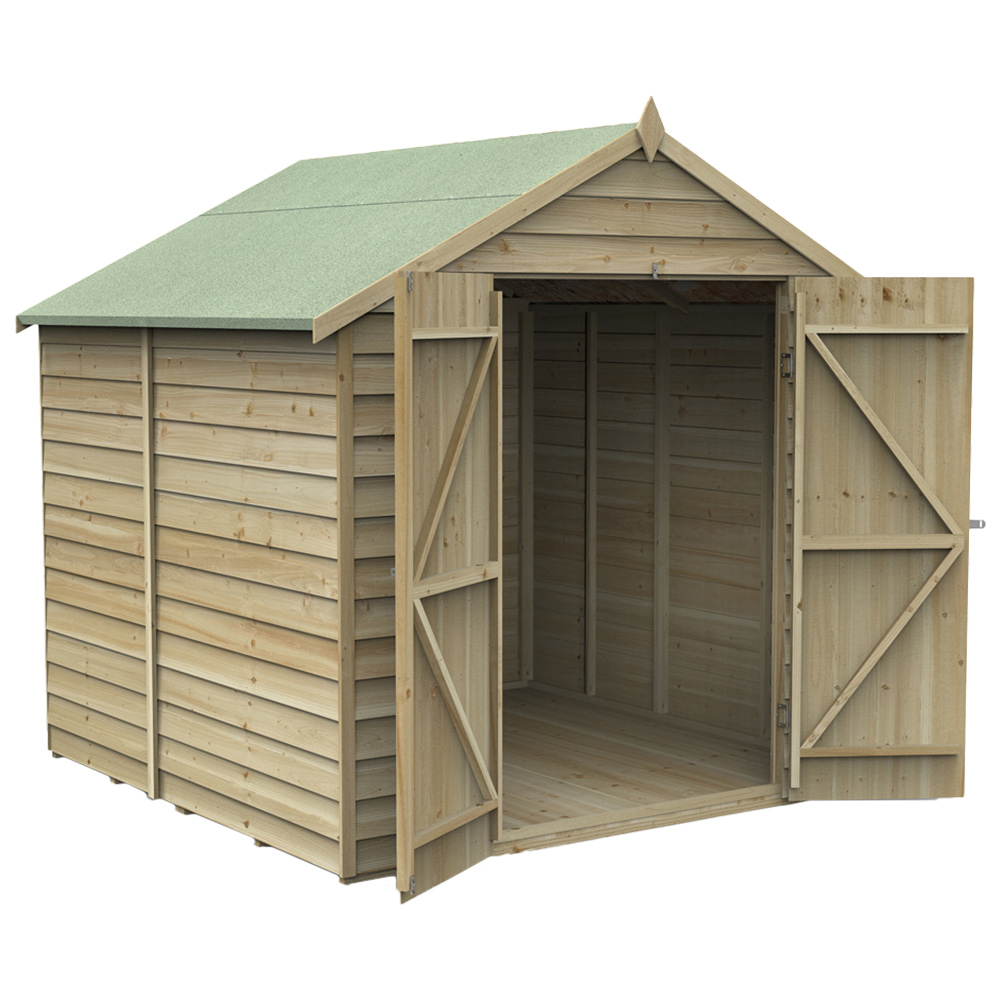 Forest Garden 7 x 7ft Double Door Pressure Treated Overlap Apex Shed Image 2