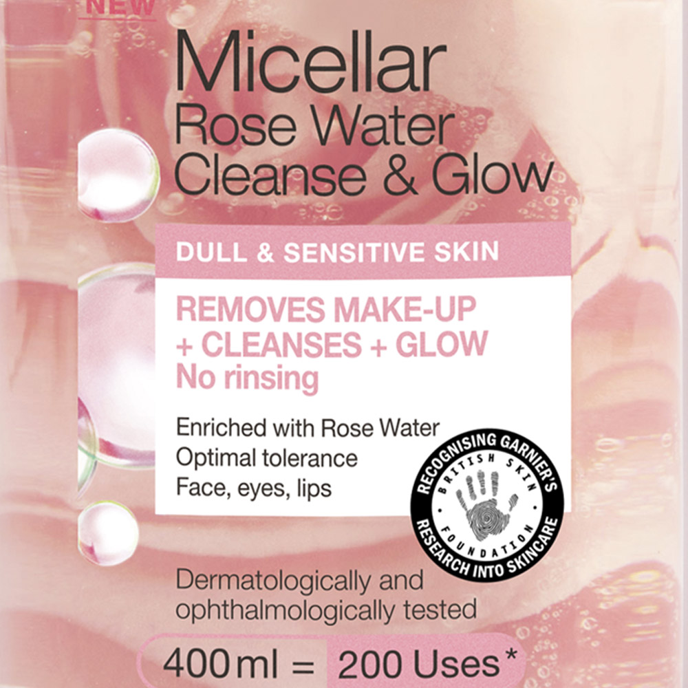 Garnier Micellar Rose Water Cleanse & Glow Facial Cleanser 400ml Image 5