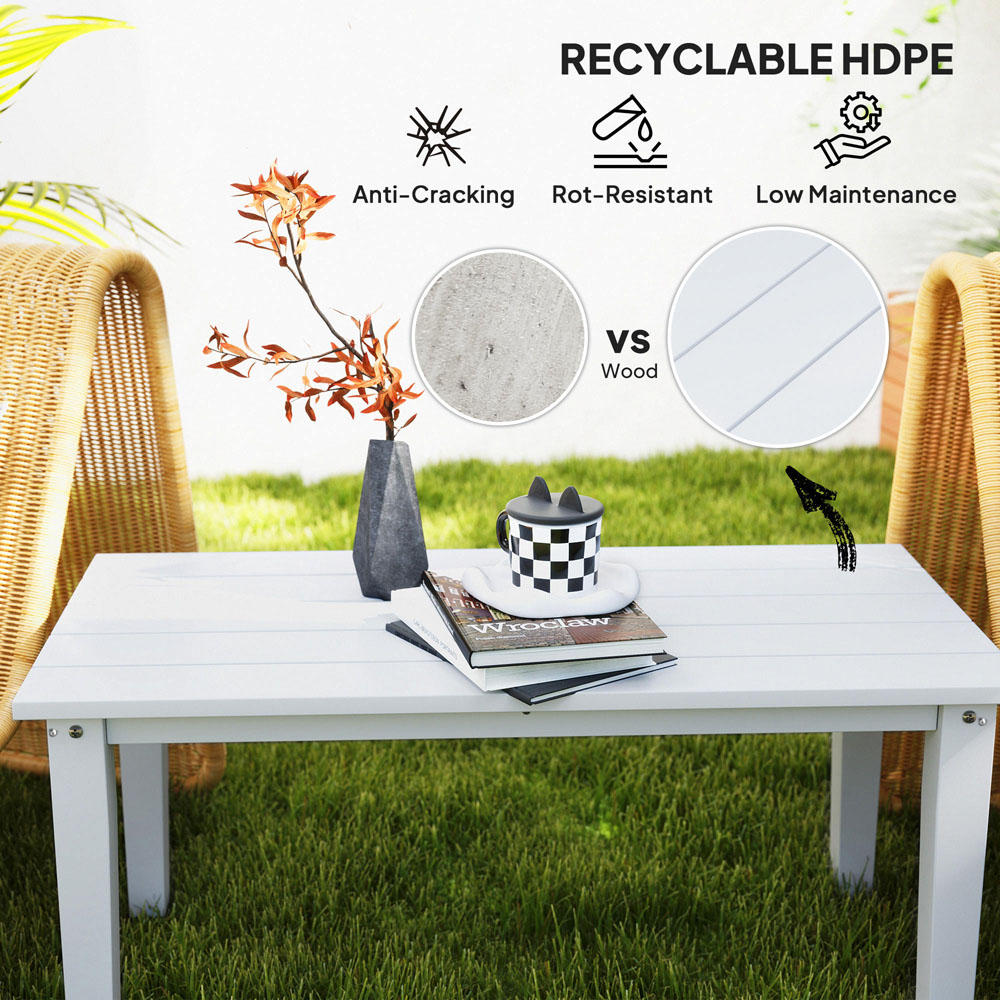 Outsunny White Rectangle Garden Coffee Table Image 7