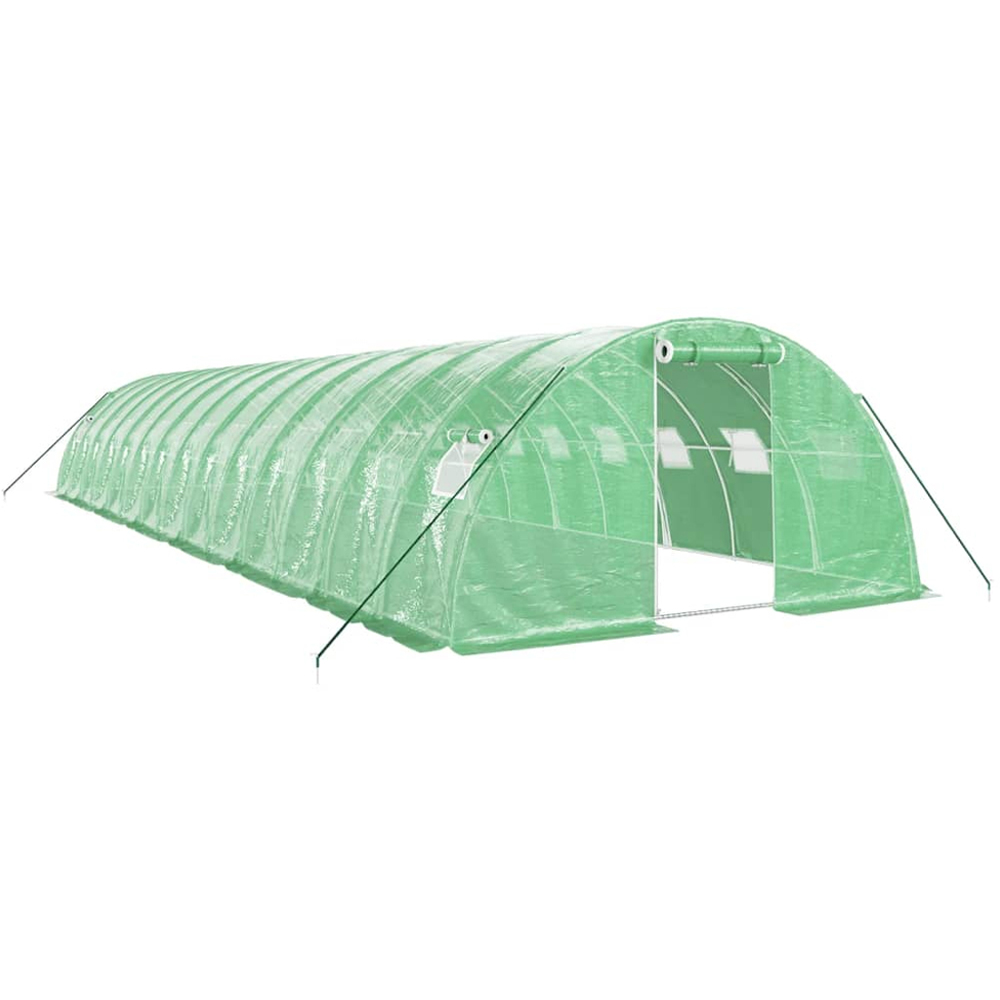 vidaXL Green Polyethylene Galvanised Steel Frame 45.9 x 13.1ft Greenhouse Image 1