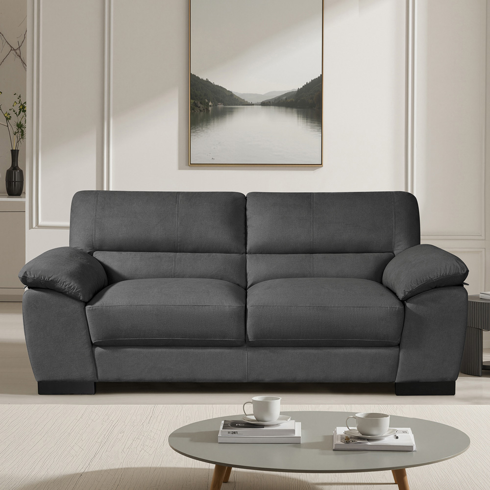 Artemis Home Mellette 3 Seater Charcoal Grey Fabric Sofa Image 3