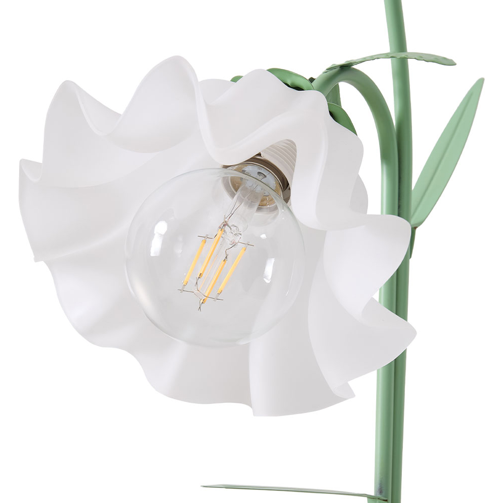 Living and Home 2 Light Green and White Floral Floor Lamp with Foot Switch Image 4