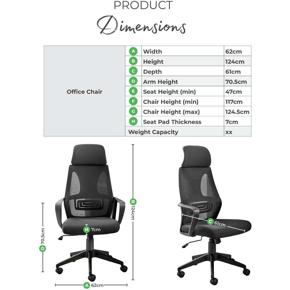 Furniturebox Trico Black Mesh and Fabric Office Chair Image 9