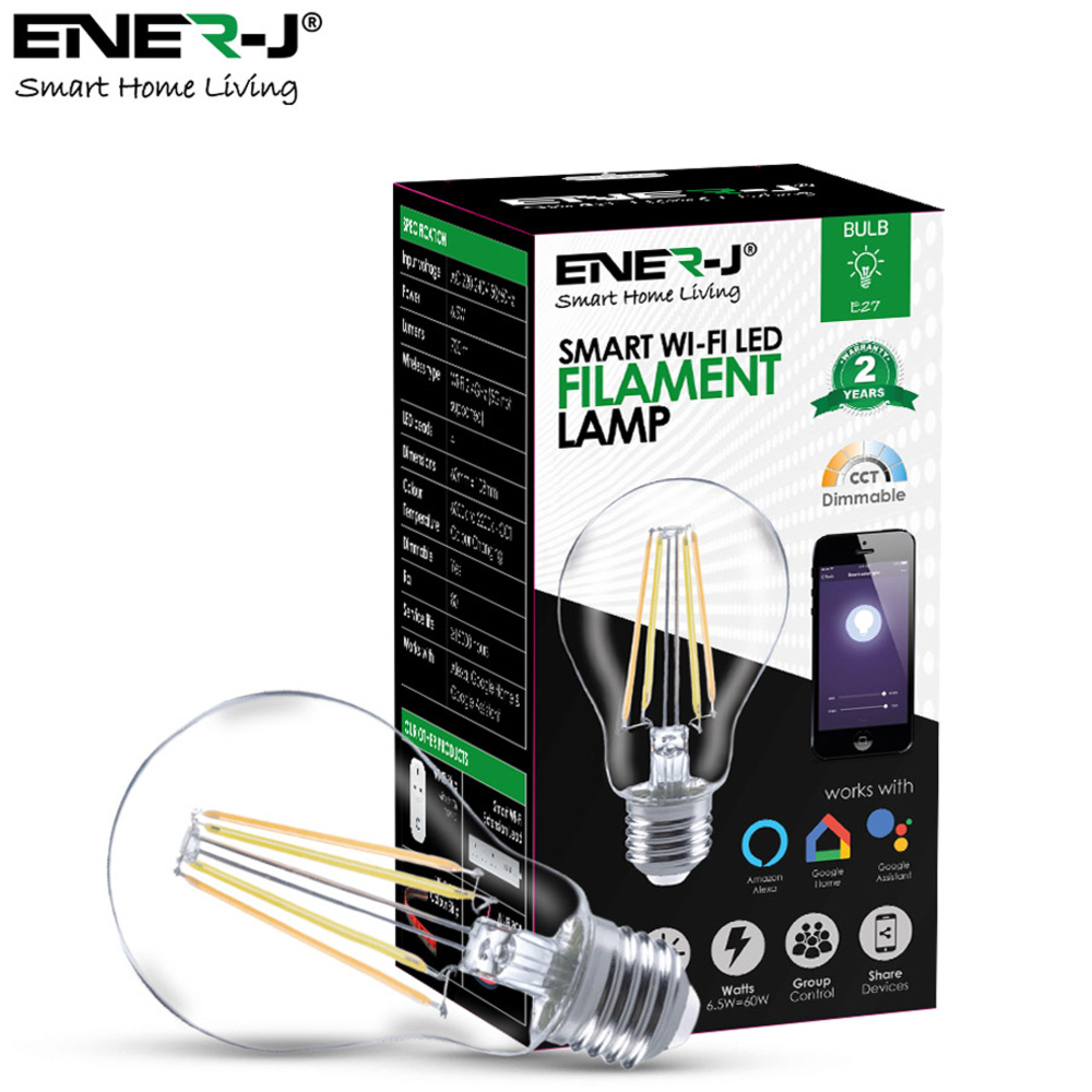 ENER-J 8.5W Smart Wi-Fi GLS A60 Filament Bulb 3 Pack Image 6