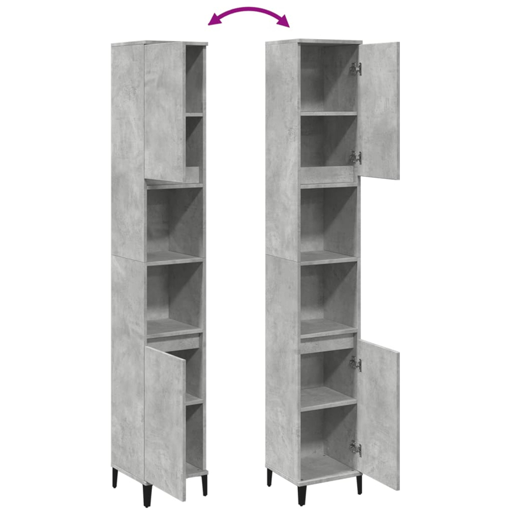 vidaXL 2 Door Grey Wood Bathroom Cabinet Image 8