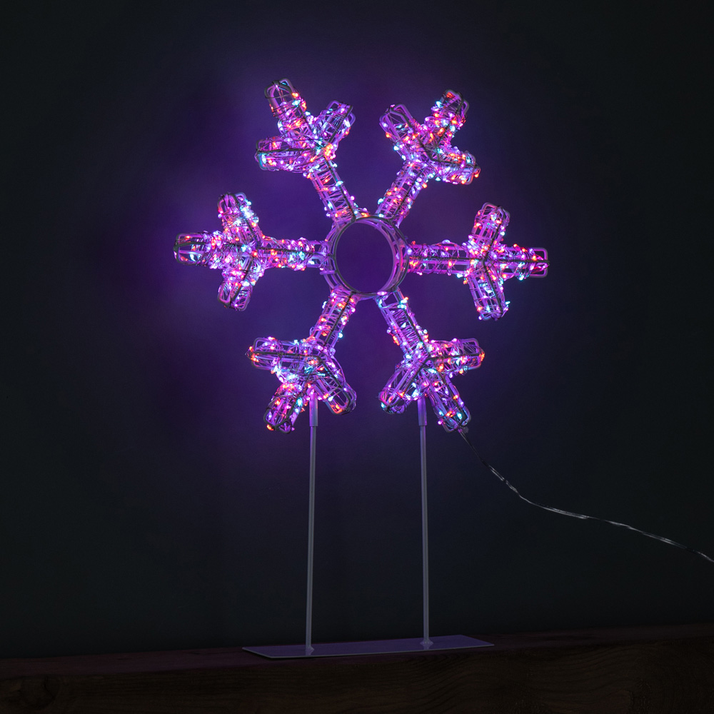 Samuel Alexander 720 Twinkling Rainbow LED Light-Up White Christmas Snowflake on Metal Stand 45cm Image 4