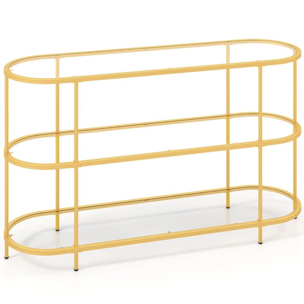 Costway 3 Tier Golden TV Stand Image 2