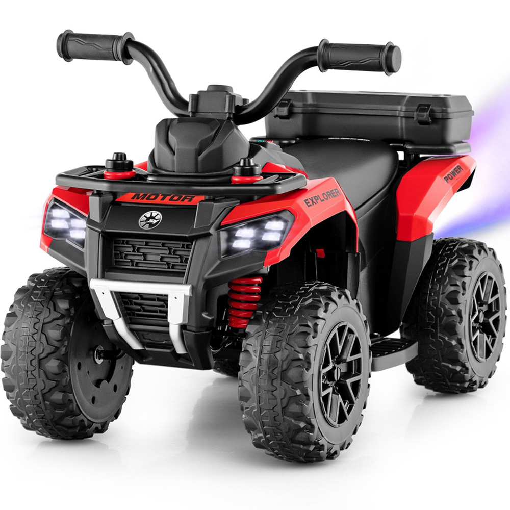 Costway Kids Red Electric Quad Bike with Spray Function and Storage Box 6V Image 3