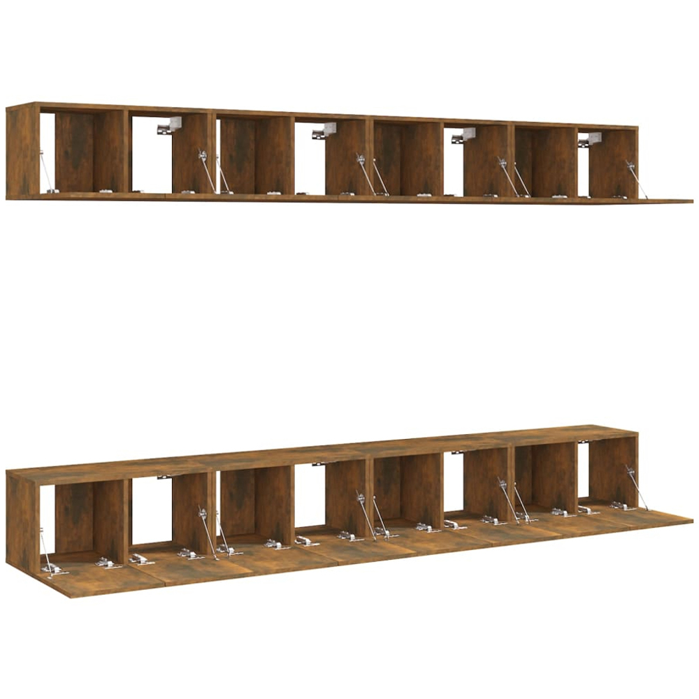 vidaXL 2 Door Smoked Oak Wall Mounted TV Cabinet Set of 8 Image 4