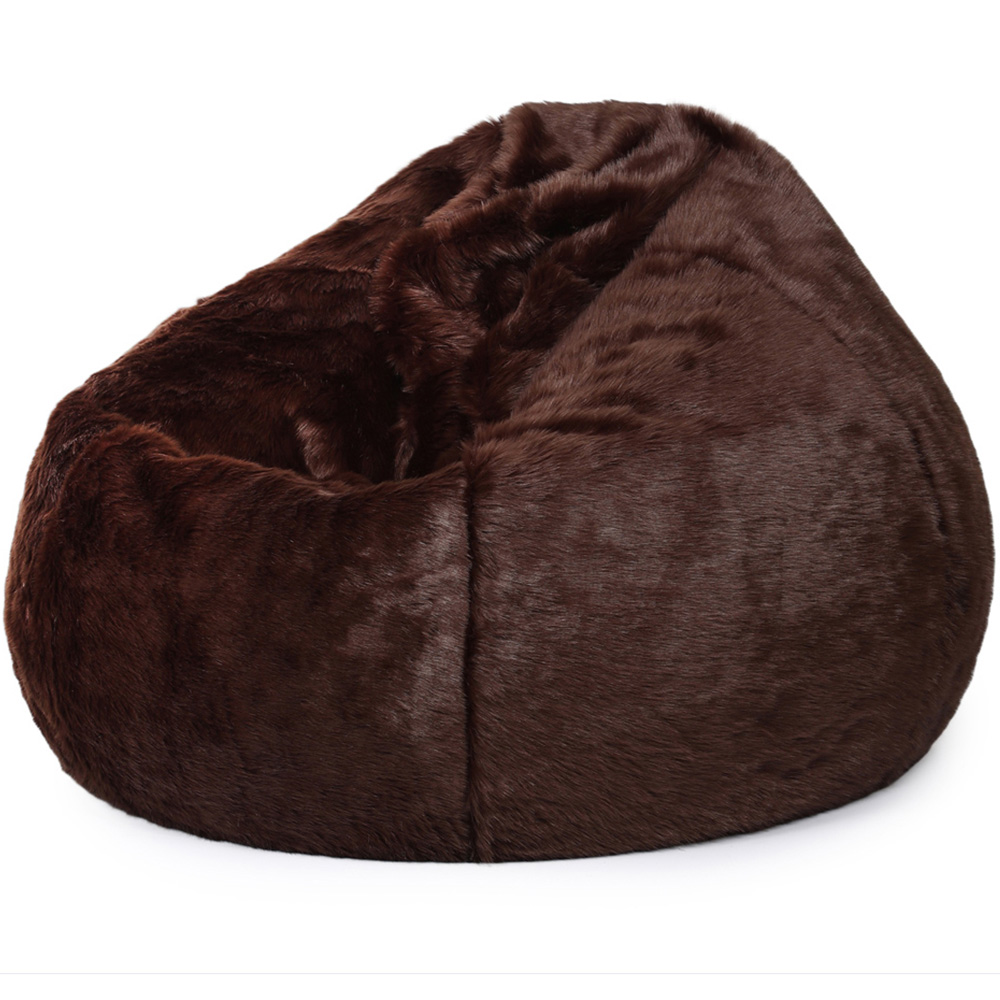 Kaikoo Areya Chocolate Brown Faux Fur XL Drum Footstool Image 5