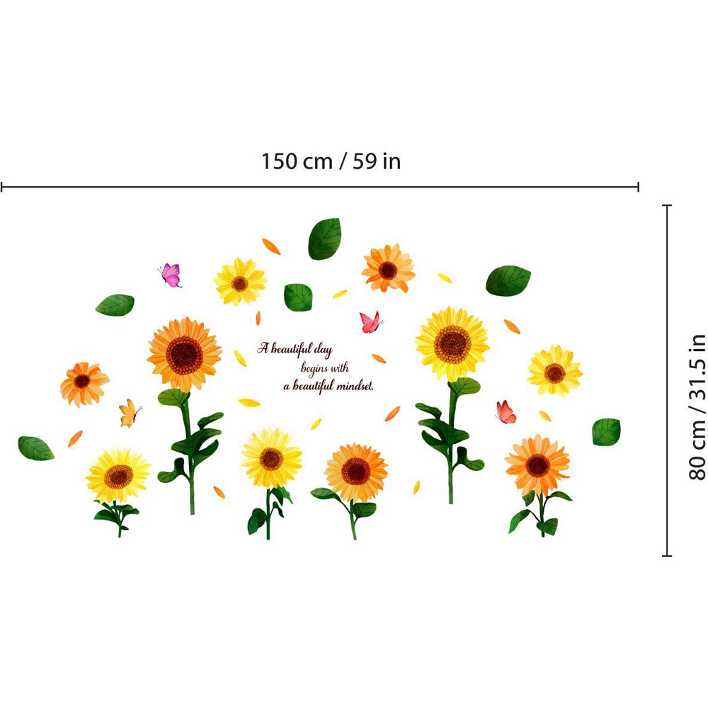 Walplus Sunflowers with Butterflies Flower Theme Wall Stickers Image 4