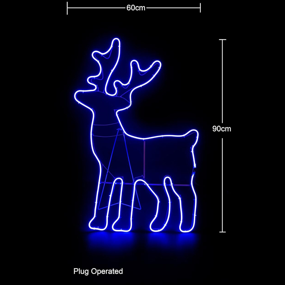 Shatchi Blue LED Standing Reindeer Neon Rope Silhouette Image 4