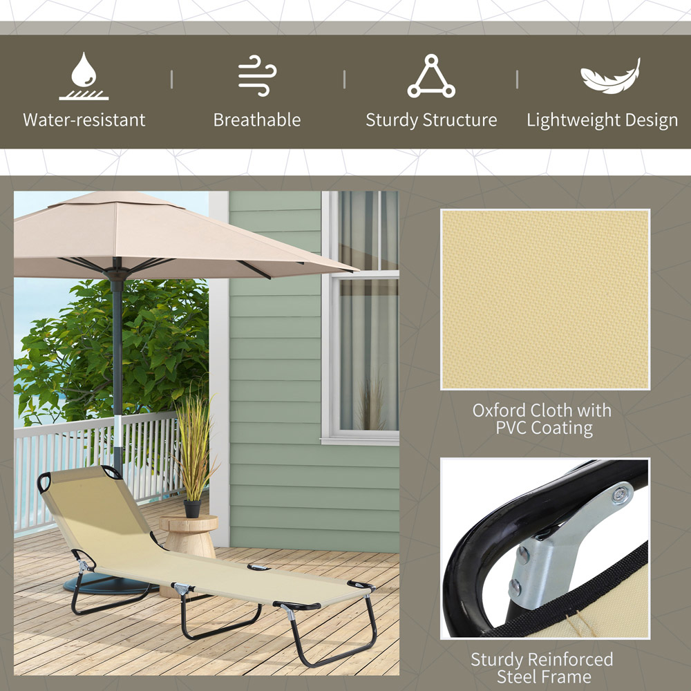 Outsunny Beige Foldable Sun Lounger Image 5