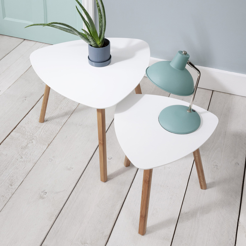 Noa and Nani Malme White and Natural Pine Nest of Tables Set of 2 Image 3