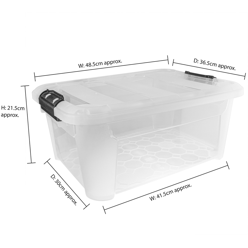 JVL 25L Clear Plastic Stackable and Nestable Storage Box with Secure Clip Lid 3 Pack Image 9
