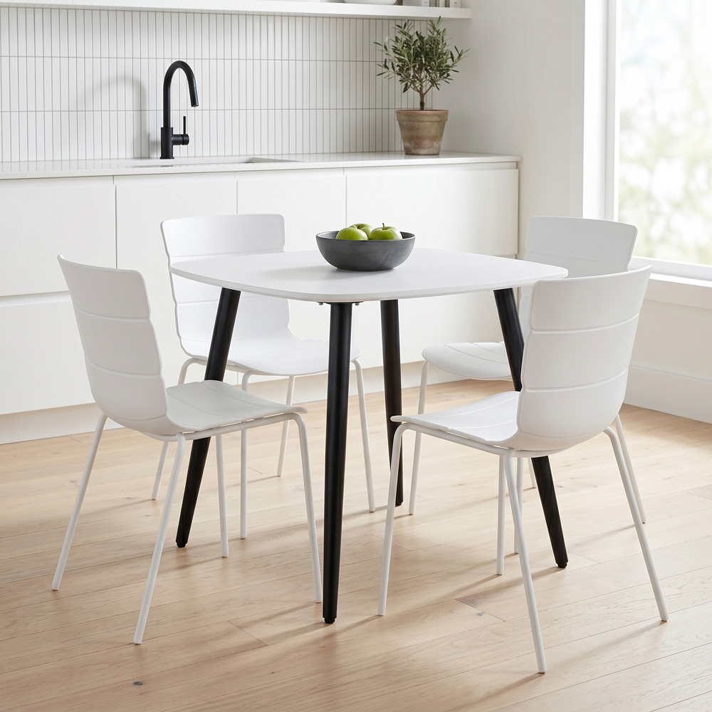Core Products Aspen Bali 4 Seater Plastic Square Dining Set White Image 5