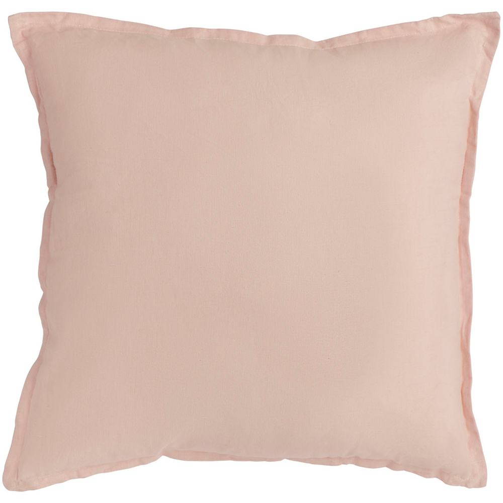 Wilko Pink Washed Linen Cushion 43 x 43cm Image 1