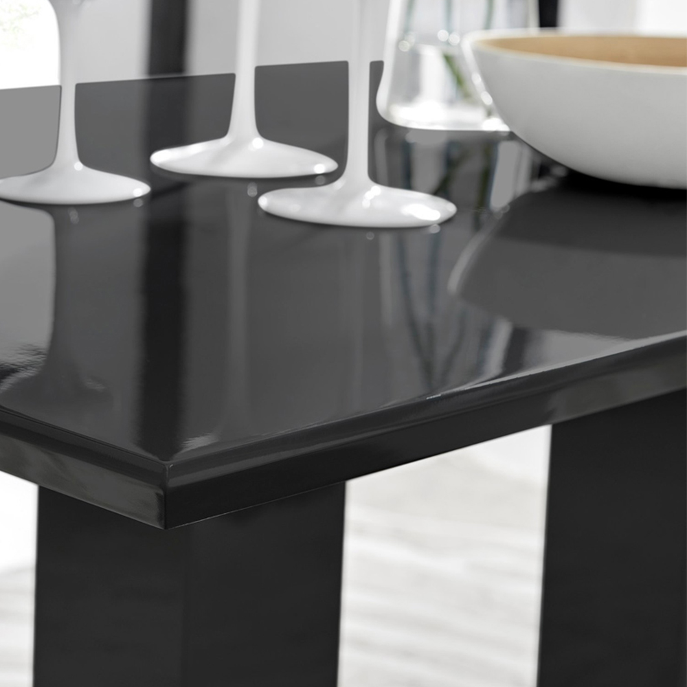 Furniturebox Molini Kensington 6 Seater Dining Set Black High Gloss and Black Image 5