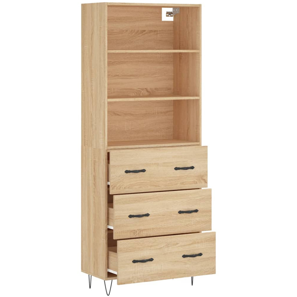 vidaXL 3 Drawer 3 Shelf Sonoma Oak Highboard Image 4