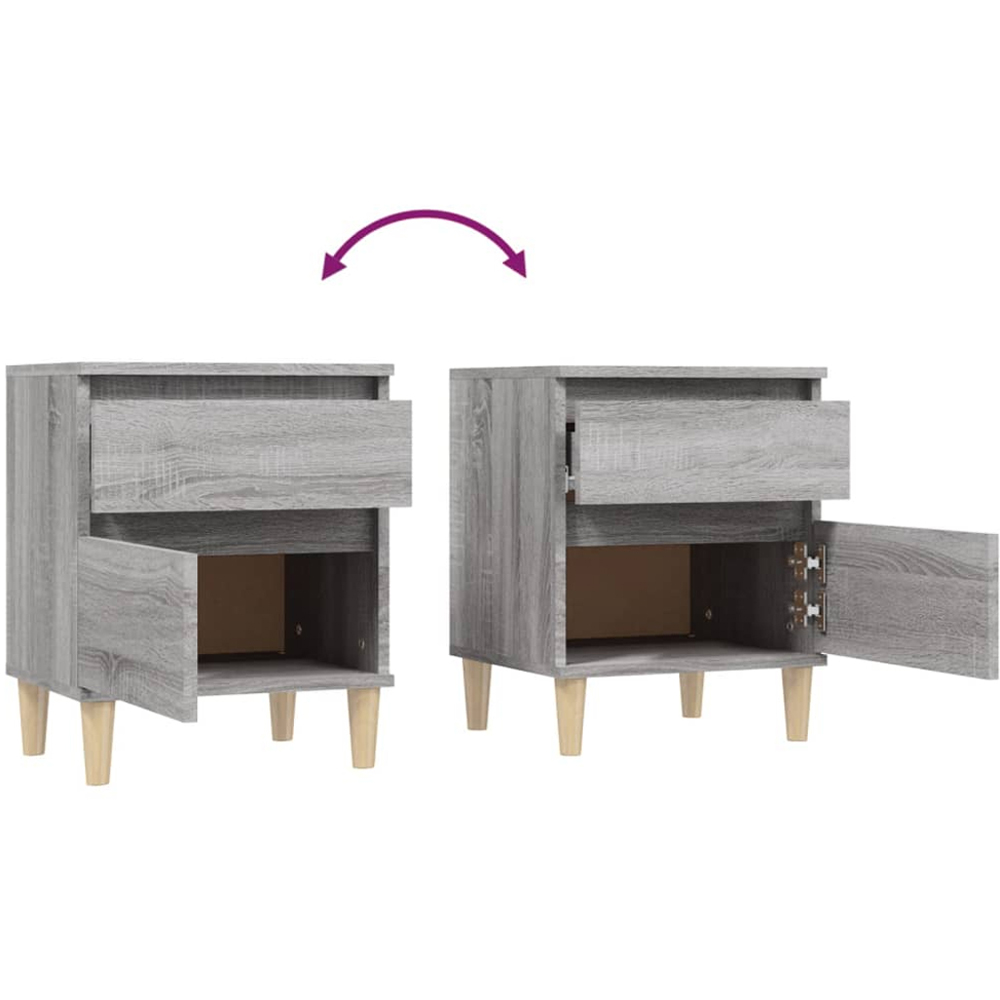vidaXL Single Drawer Single Door Grey Sonoma Oak Bedside Table Set of 2 Image 6
