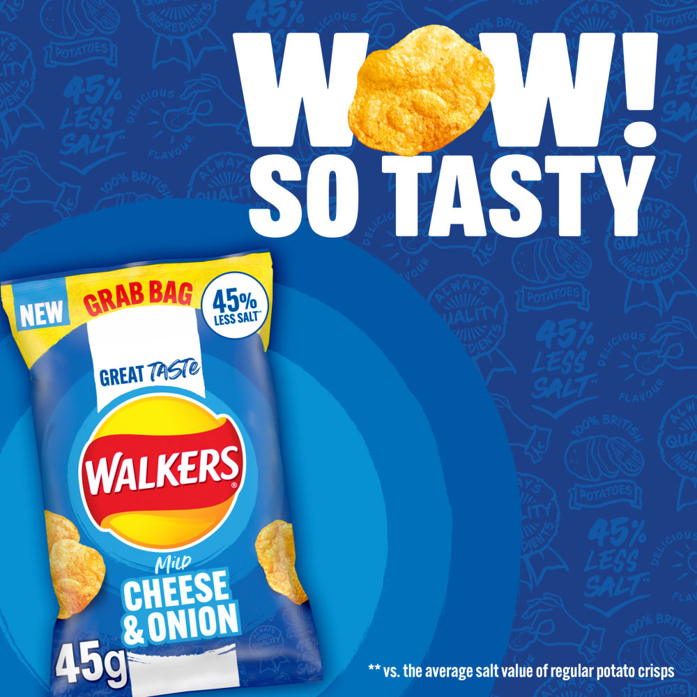 Walkers Less Salt Mild Cheese & Onion Crisps 45g Image 5