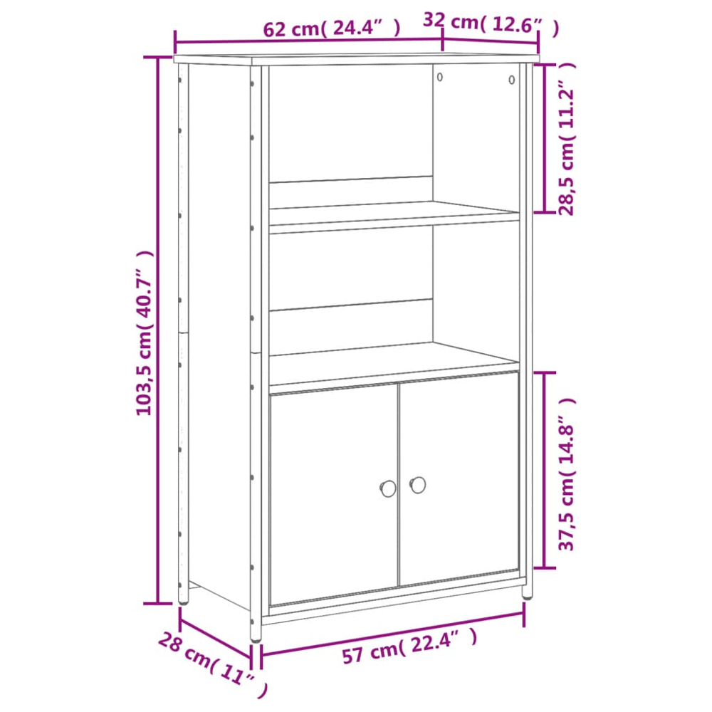 vidaXL 2 Door 2 Shelf Black Highboard Image 9