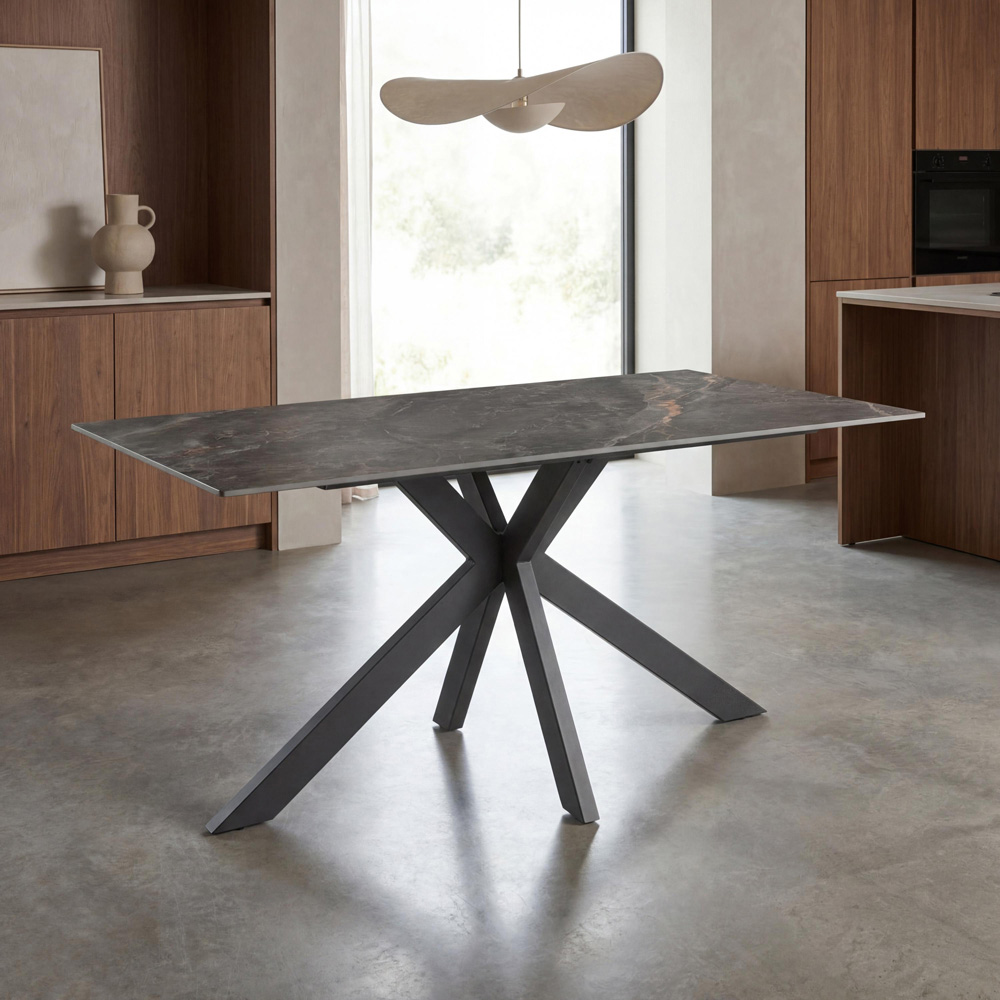 Shankar Verona 6 Seater Grey Marble Ceramic Dining Table Image 9