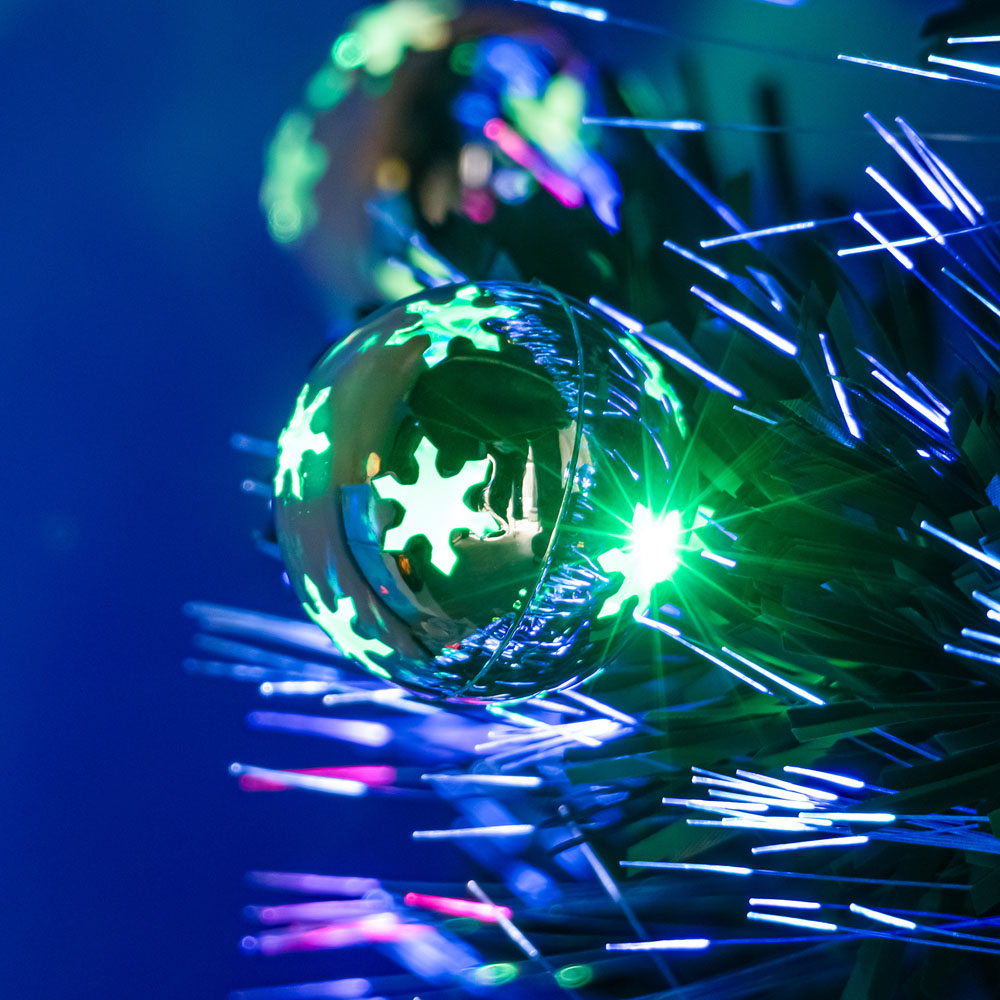 The Christmas Centre Multicolour LED Green Fibre Optic Artificial Xmas Tree with Baubles 7ft Image 5